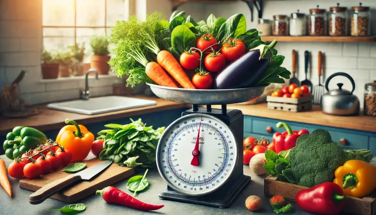 Vegetables on a scale